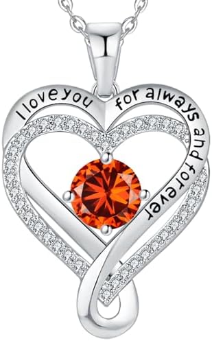 Jewelry for Women Wife Infinity Heart Birthstone I Love You Necklace for Women S925 Sterling Silver Wedding Anniversary Birthday Gifts for Wife Girlfriend Women&#39;s jewelry Diamond Pendant Necklaces Gift for Her Mom Daughter Grandma on Birthday Annivers
