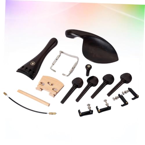 CONGARTENO 15pcs Violin Ebony Fittings Set Tailpiece Chinrest Clamps Endpin Tail Tuning Pegs Orchestral Strings Accessories for DIY High-grade Violins