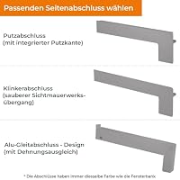 HausFux jetLINE Aluminium Fensterbank außen - nach Maß inkl. Putzabschluss, Klinkerabschluss oder Alu-Gleitabschluss - individueller Zuschnitt - bis 3 m (Graualuminium, T x L | 19,5 x 120 cm) – Ansicht 3