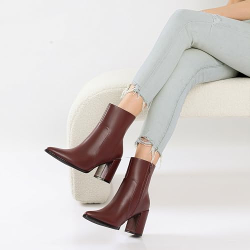 Image of Susanny Sexy High Heels for Women Boots Round Toe Platform Booties Lace Up Suede Side Zipper Ankle Bootie