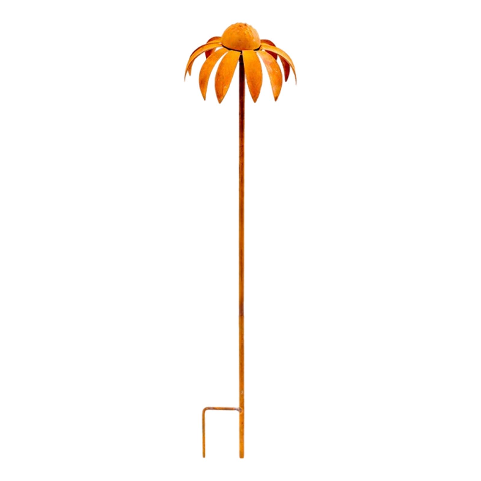 Artistic Echinacea Metal Garden Decoration Rustic Iron Flower Stake Weatherproof Outdoor Decoration Plant Sculpture Vintage Outdoor Flowerbed Lawn