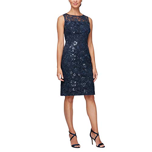 Image of Alex Evenings Women's Short Embroidered Dress with Illusion Jacket