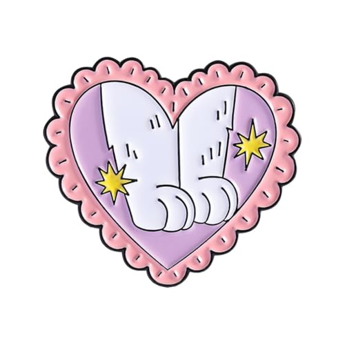 Lovely Feline Heart Brooch Sturdy Coating Decorative Pin For Hats