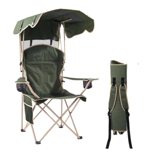 EZONE Folding Canopy Camp Chair for Outdoors Shade Canopy Portable