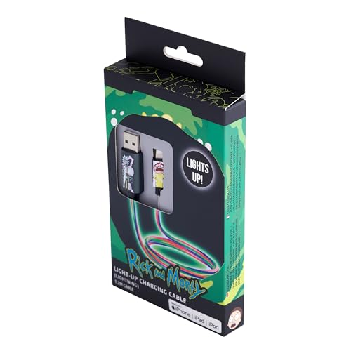 Cable Lightning de Rick And Morty para iPhone iPad auriculares Bluetooth y tabletas 5