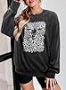 UNIQUEONE Boho Cow Skull Sweatshirt Women: Oversized Vintage Western Rodeo Graphic Tee Country Concert Outfits Pullover Tops, Gray, Medium #4