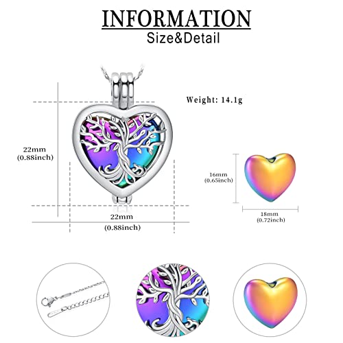 Tree of Life Urn Necklaces for Ashes Heart Shape Cremation Jewelry Memorial Keepsake Jewelry Gifts for Women Men Memorial Lockets Ashes Holder for Pet (Silver-rainbow) - Image 2