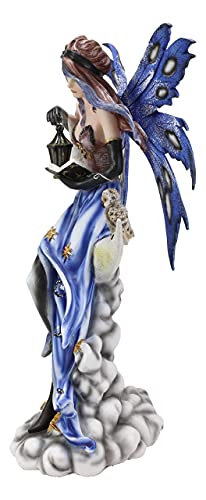 Ebros Fantasy Celestial Bookworm Fairy Carrying Lantern And Owl Sitting On Crescent Moon Clouds And Stars Statue 14" Tall Fairies Nymphs Pixies Collectible Figurine #TOP3