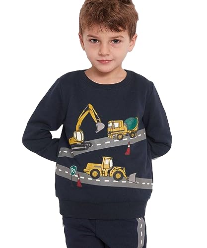 Image of Popshion Toddler Boys Sweatshirt Cotton Lightweight Kids Winter Warm Sweater Crewneck Pullover Tops