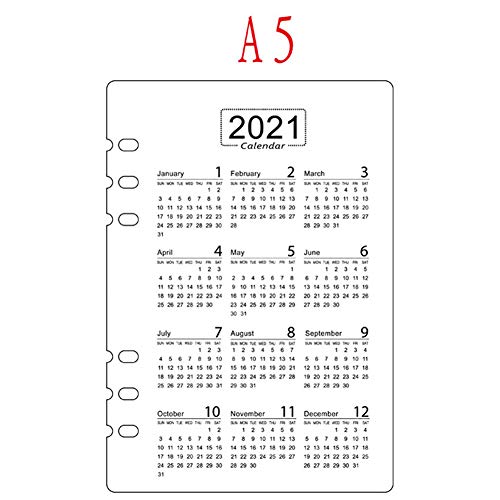 EastVita 2021 Kalender Divider A5 A6 Losse Blad Notebook Planner Index Blad Binder Planner Inner Clip a5 - Image 3