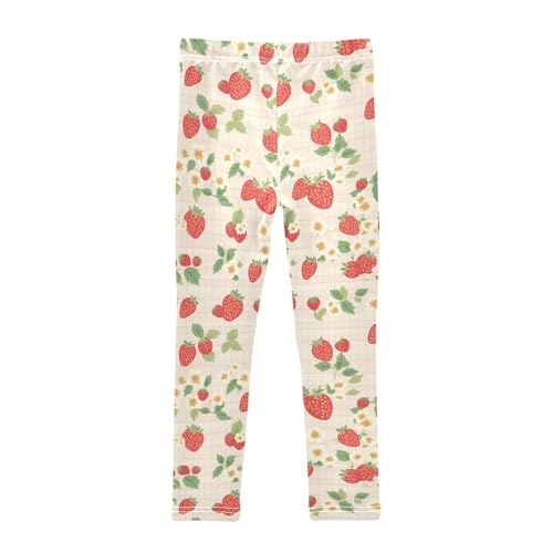 Strawberry Checkered Kids Girl's Active Leggings Stretch Full Length Activewear Sports2