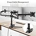 Triple Monitor Stand, Heavy Fully Adjustable Motion Mount Fits 3 Screens up to 27 inche, Free Standing Desk Stand with Base and Cable Management, 22 lbs Weight Capacity per Arm, Black