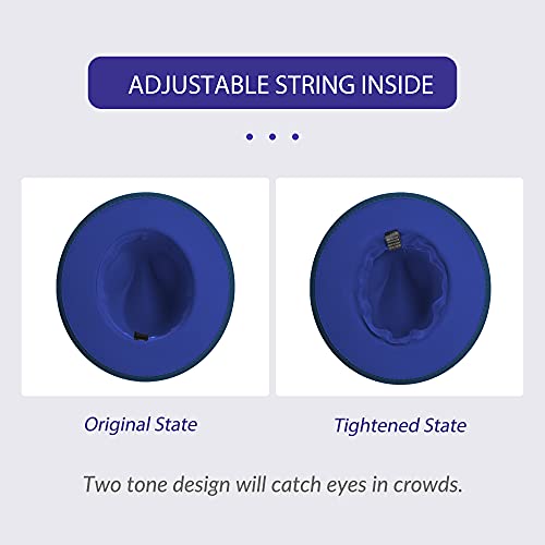 Image of jingsha Fedora Hats for Men & Women Wide Brim Fedora Felt Panama Hat Men's Dress Hats with Belt Buckle
