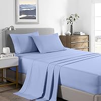Royal Comfort - Sheet Set, 2000TC Ultra Soft Bamboo Microfibre Blend, Fitted Sheet & Flat Sheet & Pillowcase Set (Queen, Light Blue)