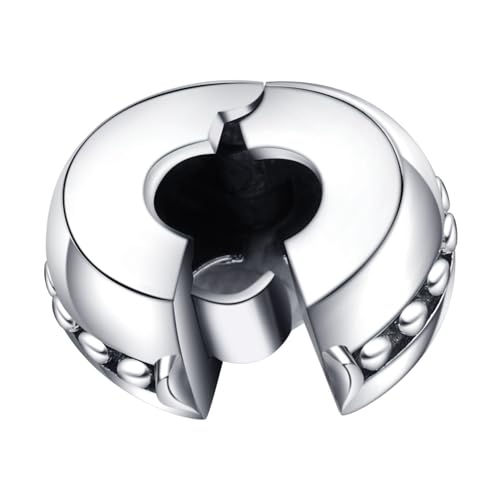Round Clip Stopper Charms 925 Sterling Silver Clip Lock Stoppers Beads for Bracelets (K)4