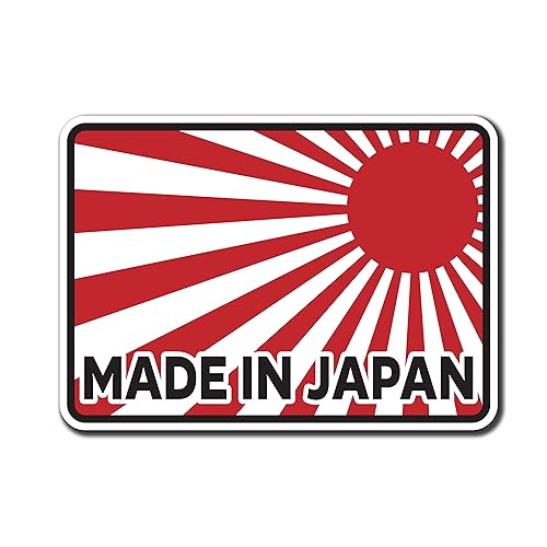 Image of Yoonek Graphics Made in Japan Rising Sun Sticker Vinyl Decal Japanese Flag Sticker JDM Peel and Stick Vinyl Decal Sticker for car Window, Laptop, and More. SKU #F0841