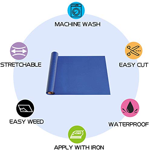 Image of RENLITONG Royal Blue Glitter HTV Heat Transfer Vinyl Rolls - 12 Inch x 5 feet Iron on Vinyl for T-Shirt and Silhouette, Easy to Cut & Weed for Heat Transfer Design (Glitter Royal Blue)