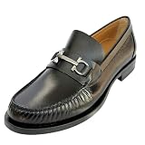 Ferragamo Loafers Fort Gancini Pebble Black Leather Calf Men's Dress Slip-on (Salvatore (Black, US Footwear Size System, Adult, Men, Numeric, Medium, 12)