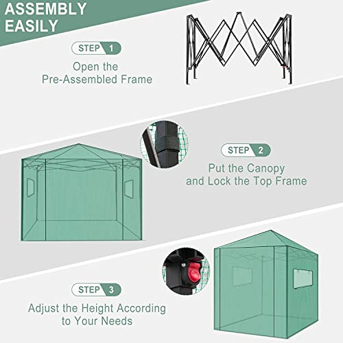 Pexfix 8'X 8' Portable Walk-In Greenhouse For Outdoor & Indoor, Easy To Assemble Pop Up Grow Greenhouses With Sturdy Pe Cover And Roll-Up Windows & Door For Flowers, Fruits, Herbs Growing #TOP3