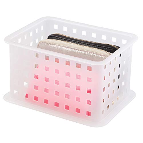 iDesign Closet Storage Organizer Basket for Scarves, Socks, Belts, Clutch Purses - Frost