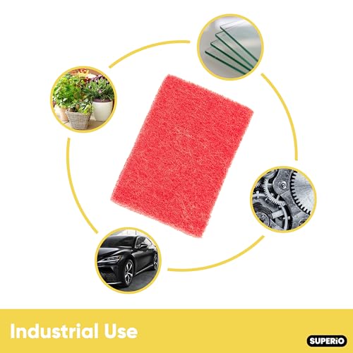 Image of Scouring Pad Non-Scratching Scrubber Non-Scratch Cleaning Scrub Pads Heavy Duty Scouring Pad Reusable Kitchen Scrubbing Pad Pack of 3 Red, by Superio