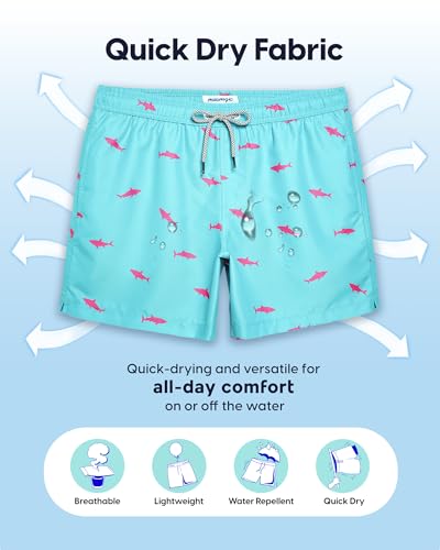 Image of maamgic Mens Swim Trunks 5 Inch with Mesh Lining, Quick Dry Mens Bathing Suit, Swim Shorts for Swimming and Beach
