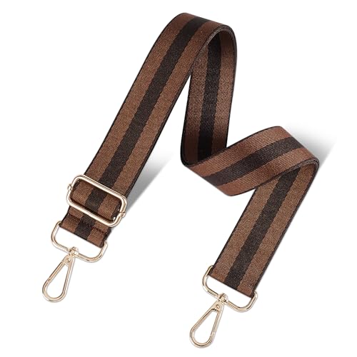 Image of chushui Wide Bag Strap Replacement Crossbody Shoulder Strap Adjustable, Classic Striped Preppy Vertical Stripe Woven with Gold Hardware 29-51 Inches for Purses Handbags Totes