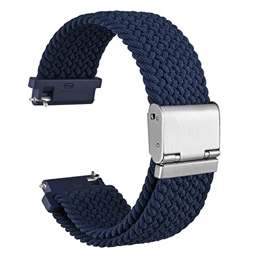 Bracelet De Montre En Tissu Bleu Marine Kalbe Italie - Largeur 13,5 Mm - Boucle Argentée - Neuf