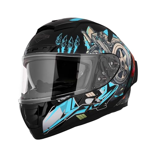 Image of Steelbird SBH-32 Trickster Bluetooth ISI and Dot Certified Full Face Helmet for Men and Women with Inner Smoke Sun Shield