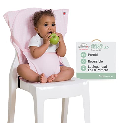 Silla portátil de BabyToLove | Silla elevadora portátil | Ligera y fácil de transportar | Indispensable para los viajes | Pink Stars