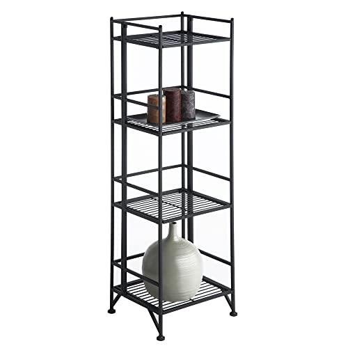 Image of Convenience Concepts Xtra Storage 4 Tier Folding Metal Shelf, Black