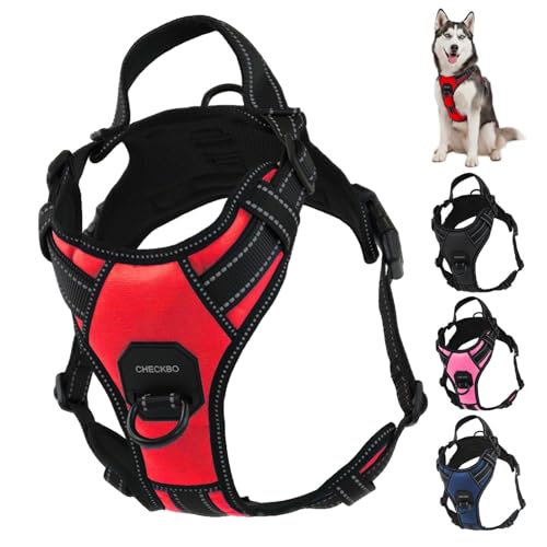 Arnés Antiescape y Antitirones para Perros Medianos y Grandes, Arnés Ajustable con Tela Transpirable y Asa de Control, Ideal para Adiestramiento y Paseos (Rojo, S)