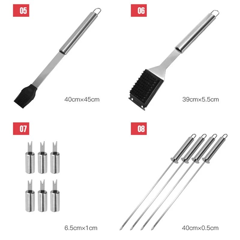Grill na zewnątrz Narzędzia do grillowania ze stali nierdzewnej Akcesoria Zestaw narzędzi do grillowania w pudełku aluminiowym