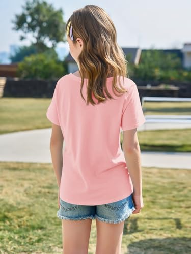 Image of Imily Bela Girls Short Sleeve T Shirts Casual Crewneck Fashion Tees Kids Summer Tops 5-14 Years