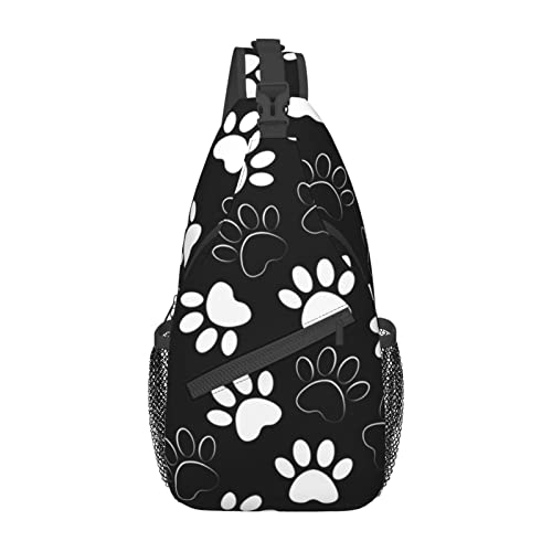 COFEIYISI Paw Print Sling Bag Crossbody Backpack for Men Women Cat Or Dog Footprint Illustration Animal Paw Track Pattern Chest Bag Adjustable Casual Shoulder Backpack Gym Travel Hiking Daypack,