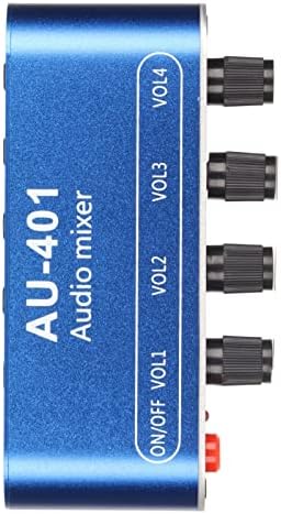 Mini Audio Mixer, 4 Channel Line Mixer with 3.5mm Stereo Jack, 4 Input 1 Stereo Output & Volume Adjustment, DC 5V-12V Stereo Mixer for PC, Phone, Laptop, Headphone, Small Clubs or Bars