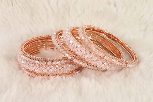 Image of NMII Stylish Pearls Alloy Metal Kada Bangles Set For Women and Girls | Fancy Metal Bangles | Trendy Design Bangles For Girls | Wedding, Party, Shadi Fashion Jewellery-Set of 6 Bangles