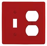 Bryant Electric NPJ18R 2-Gang 1-Duplex 1-Toggle Nylon Wallplate, Mid-Size, Red