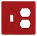 Bryant Electric NPJ18R 2-Gang 1-Duplex 1-Toggle Nylon Wallplate, Mid-Size, Red