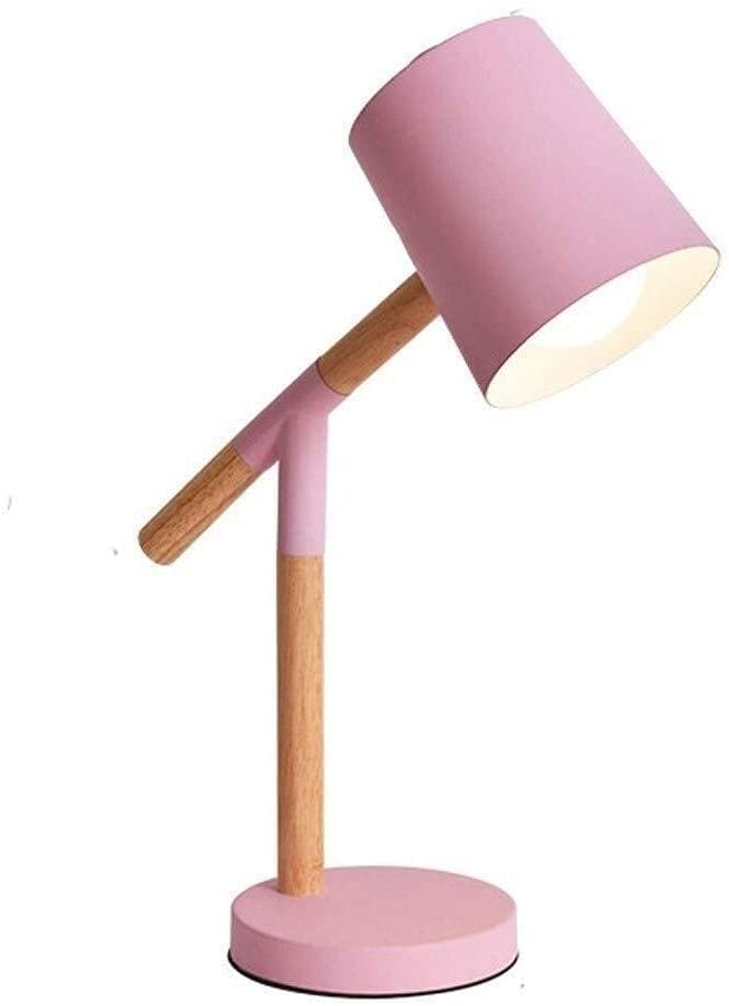 Lampe de bureau nordique en bois de chevet rose design moderne