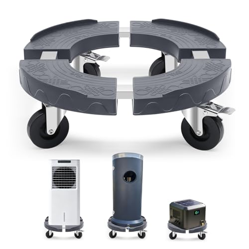 Humagineer Plataforma con Ruedas con Frenos, Soporte de Carga 220kg, Base Redonda Ajustable 38-48cm con Ruedas 76mm para Purificador de Aire, Ventilador de Columna, Calentadores, Cubo