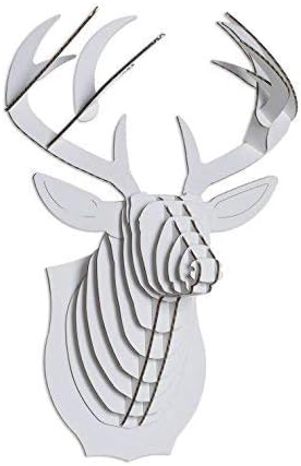 Cardboard Safari Recycled Cardboard Animal Taxidermy Deer Trophy Head, Bucky (Micro, White)