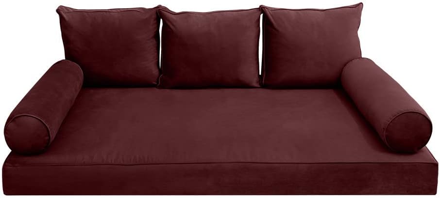 Prolinemax Style V3 Full Size Pipe Trim Velvet Indoor Daybed Mattress Bolster Pillow Complete Set AD368