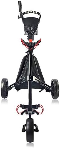 BOBOPRO 3 Wheel Golf Push Cart,One Second to Open & Close Folding Cart,Foot Brake,Golf Club Bag Holder,Beverage Holder,Golf Accessories and Best Gifts for Men Women/Kids Practice and Game (Black)