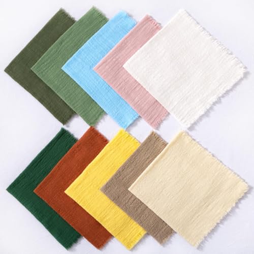 Image of MLMC 6 Pack Nude Cloth Napkins with Fringe Boho Linen Napkins Washable Reusable Rustic Dinner Table Decor 17 inchx17 inch for Wedding Party Bridal Baby Shower Home Decor