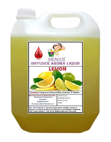 Diffuser Aroma Liquid Lemon Ready to use 10 Litre I Home Fragrance I Best For Aromatherapy I Helps in Meditation I Used In Diffusers I Water Based