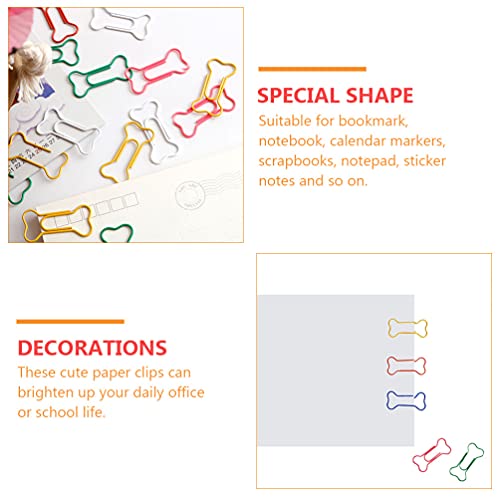 TOYANDONA 60 Stück Knochen Geformt Papier Clips mit Klaren Box Lustige Büroklammern Lesezeichen Planer Clips Büro Schule Liefert