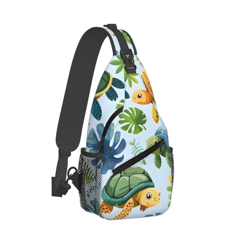 Cute Turtle Leaf Pattern Sling Bag para Mujer y Hombre miniatura 2