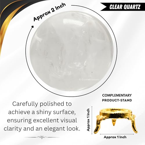 Image of Certified Clear Quartz Crystal Ball for Meditation | Premium Crystal Vastu Items for Home and Feng Shui Items for Good Luck - Pooja Supplies and Spiritual Practices (2 inch Inch)