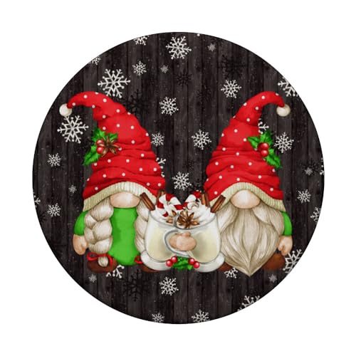 Cute Xmas Egg Nog Coffee And Snowflake Decor Christmas Gnome PopSockets Swappable PopGrip, Black - Image 3